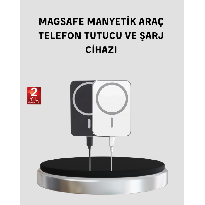 MagSafe Uyumlu Kablosuz Powerbank – Güçlü Mıknatıs, Hızlı Şarj, Kompakt Tasarım -