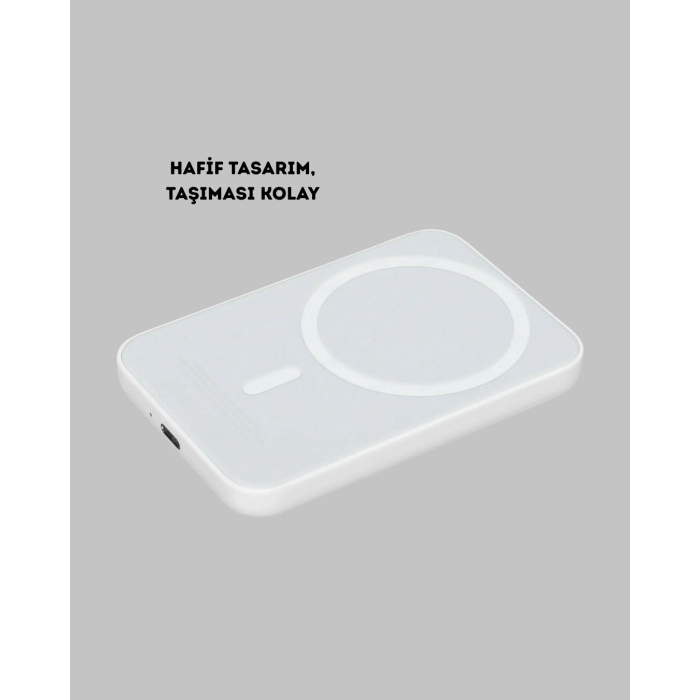 MagSafe Uyumlu Kablosuz Powerbank – Güçlü Mıknatıs, Hızlı Şarj, Kompakt Tasarım -