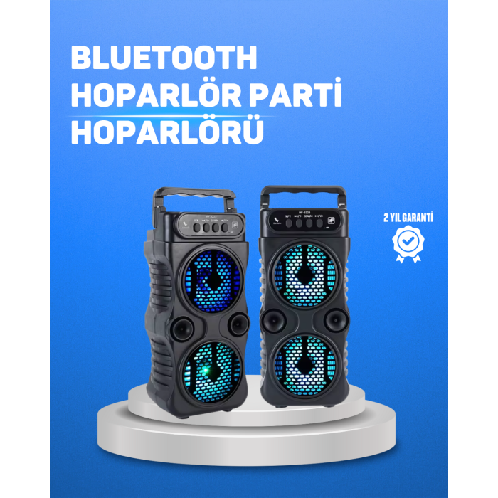 Kablosuz LED Işıklı Bluetooth Hoparlör – FM Radyolu, Mikrofon Girişli -