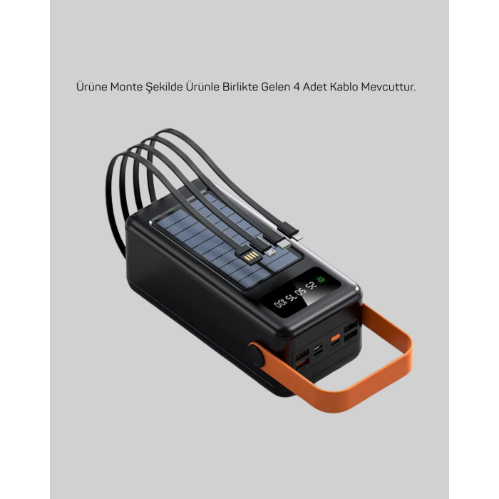 80000 mAh Yüksek Kapasiteli Powerbank Göstergeli Solar Şarj Cihazı -