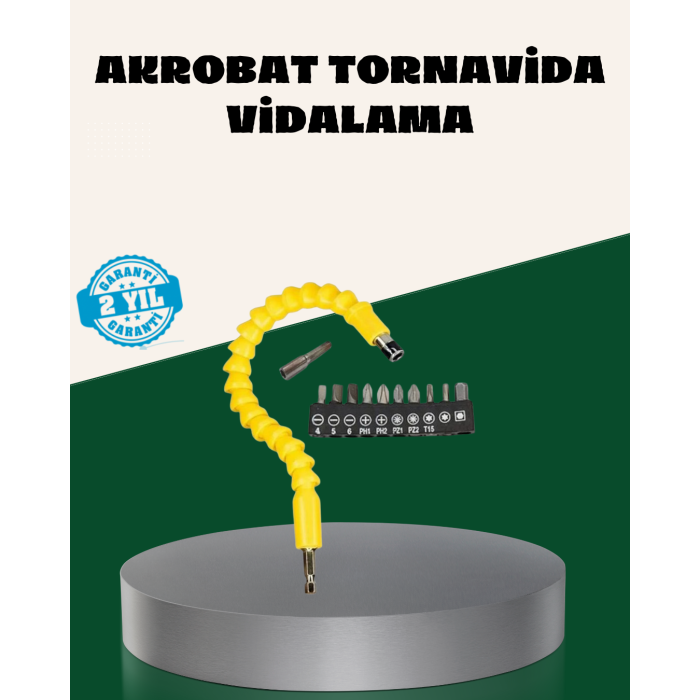 12 Parça Akrobat Bits Seti Çok Amaçlı Vidalama Dayanıklı Çelik -