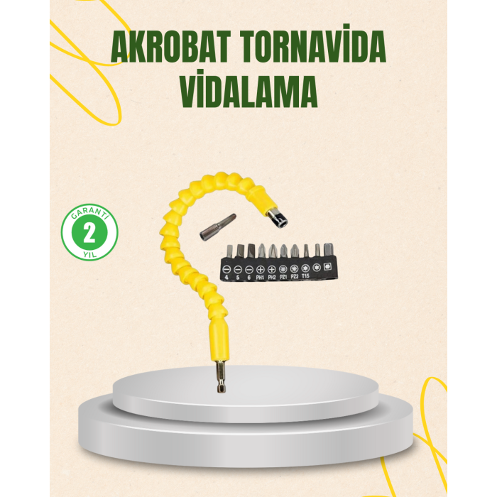 12 Parça Akrobat Vidalama Uç Seti Esnek Dar Alan Kullanım -