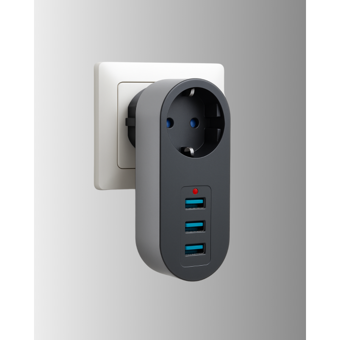 Çocuk Korumalı Termal Priz – 3lü USB Şarj ve Akım Koruması -