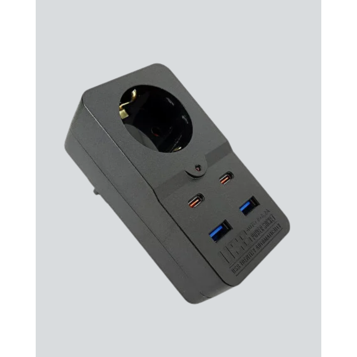 Tip Akım Koruma Prizi 10A 2500W USB Type C Destekli -