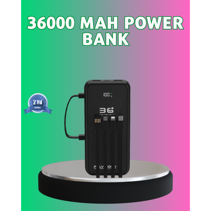 Yüksek Kapasite Taşınabilir Şarj Aleti Çoklu Kablo Çıkışlı -