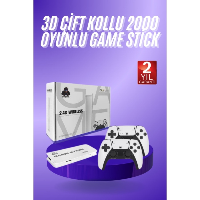 3D 4K HD 2.4G Game Stick 4K Ultra Hd Oyun Konsolu Çift Kollu -