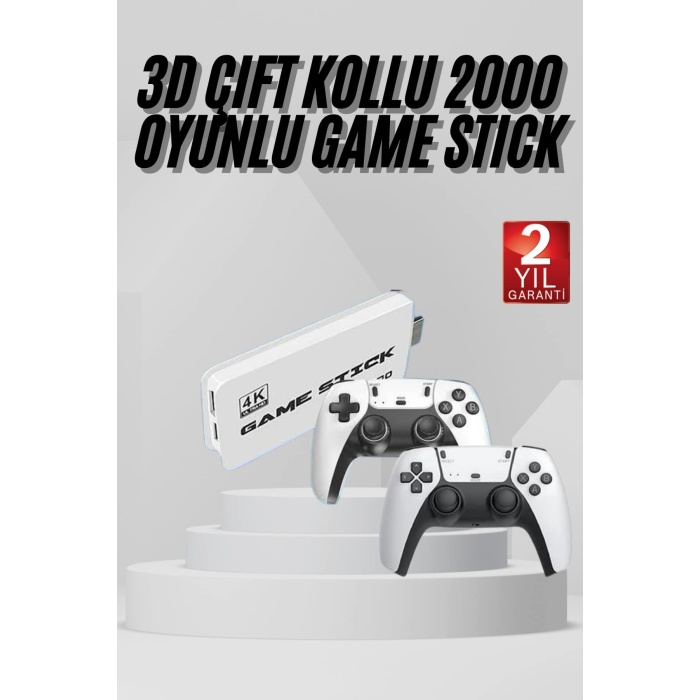 yeni nesil 3D 4K 2000 Oyunlu Game Stick Oyun Konsolu Çift Konsol -
