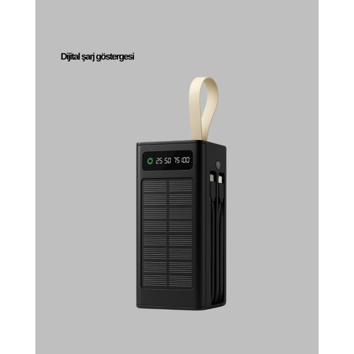 Taşınabilir Güneş Panelli Powerbank Çoklu Cihaz Şarj Destekli -