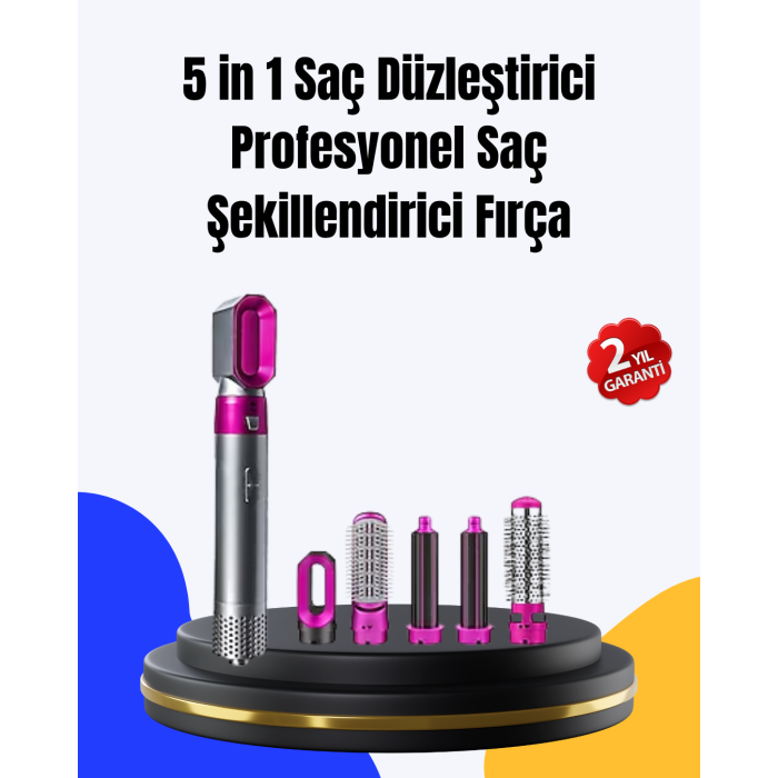 5 Parça Saç Şekillendirme Seti Düzleştirme Dalga ve Bukle Yapma -
