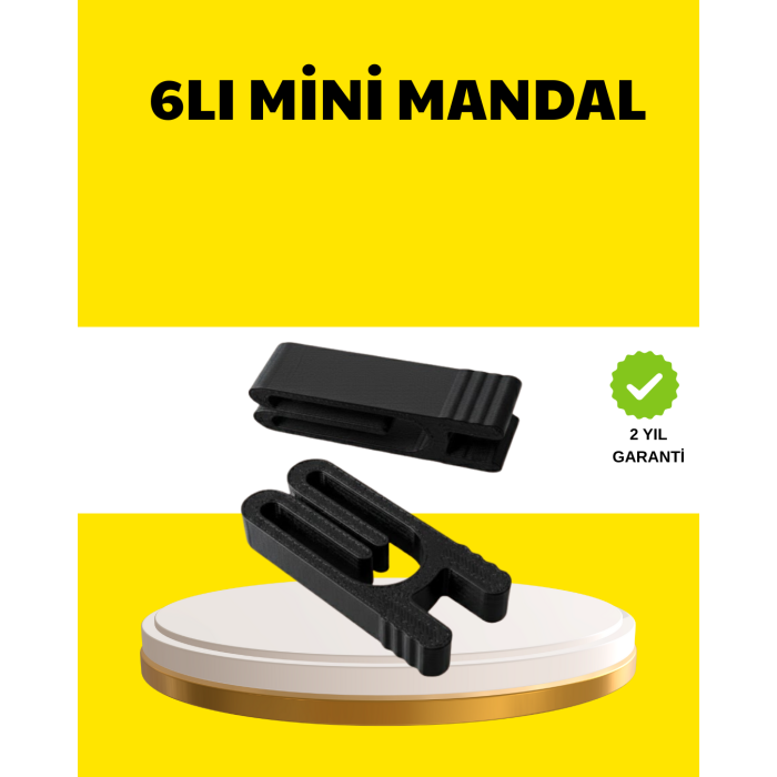 Tekrar Kullanılabilir Poşet Mandalı Siyah 6’lı Set -