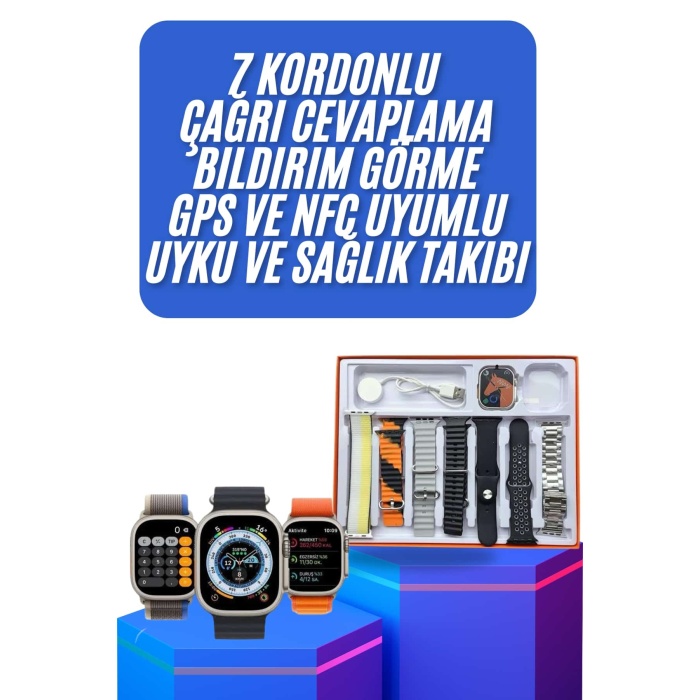 Unısex 7 Kordonlu Çok Fonksiyonlu Nabız Ölçer Uyku ve Sağlık Takibi -