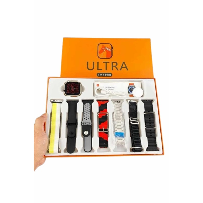 7 Kordonlu Akıllı Saat Plastik Kordon Hasır Kordon Çelik Kordon -