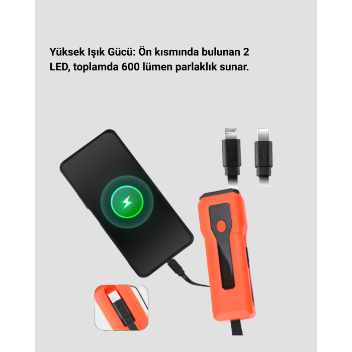 Su Geçirmez Bisiklet Işığı 5000 mAh Powerbankli Ön Far -