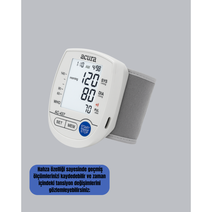 Bilekten Dijital Tansiyon Aleti Hem Pilli Hem Şarjlı Hafızalı -