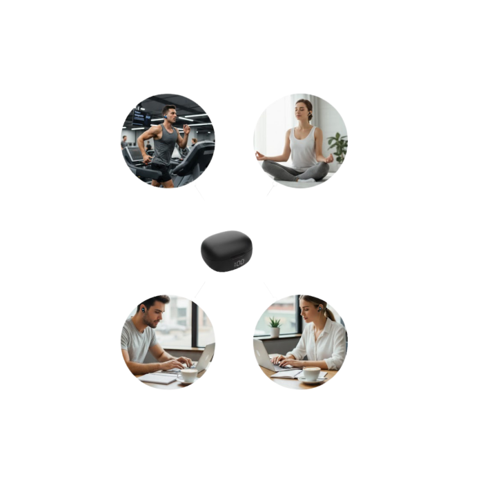 Açık Tasarım Kablosuz Bluetooth Spor Kulaklık LED Ekranlı -