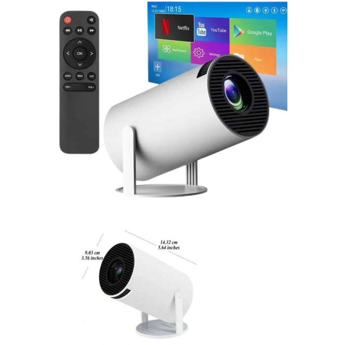 Sinema Projektörü Android HDMI USB WİFİ Ses Çıkışlı Ayaklı Projeksiyon Taşınabilir -