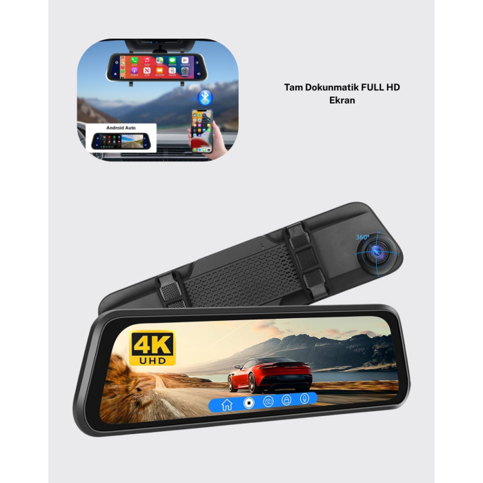 1080P Çift Kameralı Dokunmatik Dikiz Aynası G Sensörlü -