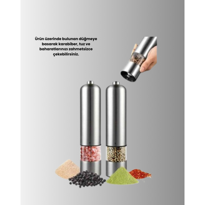 Otomatik Baharat Değirmeni Paslanmaz Gövde Ergonomik Tasarım -