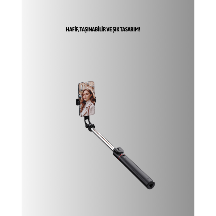 Bluetooth’lu Işıklı Selfie Çubuğu – Katlanabilir, 130 cm -