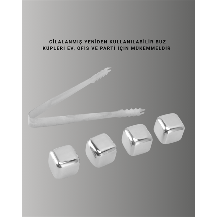 Hızlı Soğutma Özellikli Paslanmaz Metal Buz Küpü Takımı -