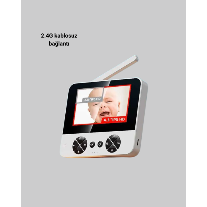 720P Bebek Kamerası Uzaktan Kontrollü Gece Görüşlü Monitör -