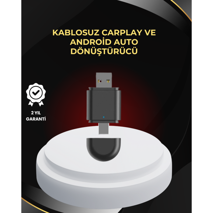 Kablosuz CarPlay ve Android Auto Dönüştürücü – USB-A & Type-C Girişli Akıllı Adaptör -