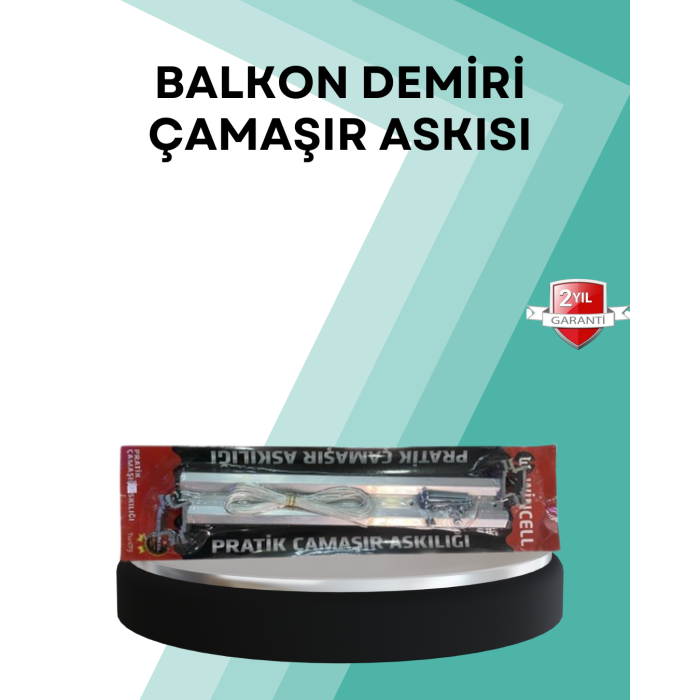 Kare Küpeşte Uyumlu Balkon Çamaşır Askısı 25x60 cm Beyaz Pratik -