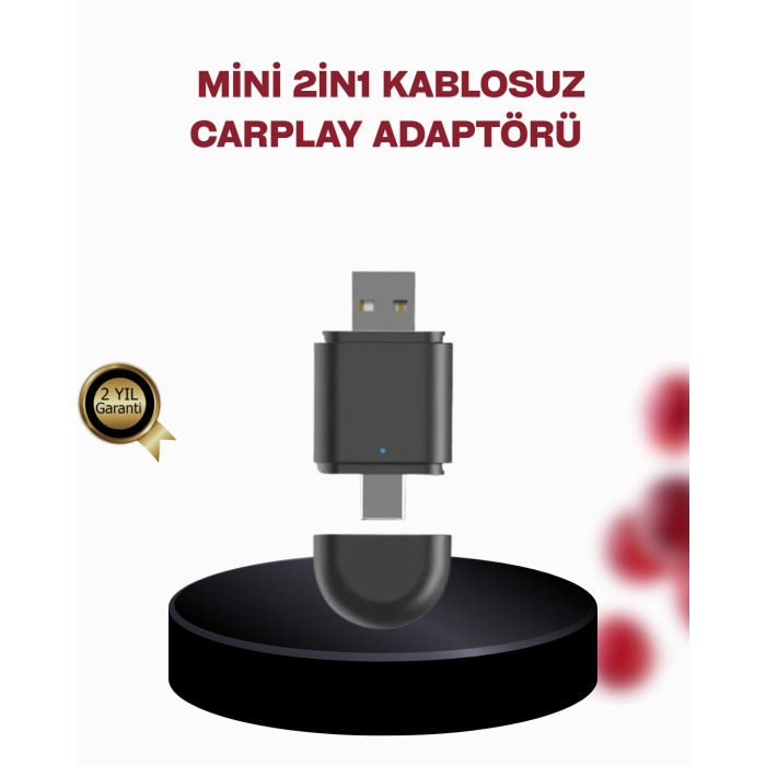 Kablosuz CarPlay Adaptörü – Bluetooth 5.4 ve Wi-Fi 6 Teknolojili Tak & Çalıştır Dönüştürücü -