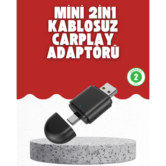 Kablosuz CarPlay Dönüştürücü – Akıllı Tak & Çalıştır Araç Adaptörü -