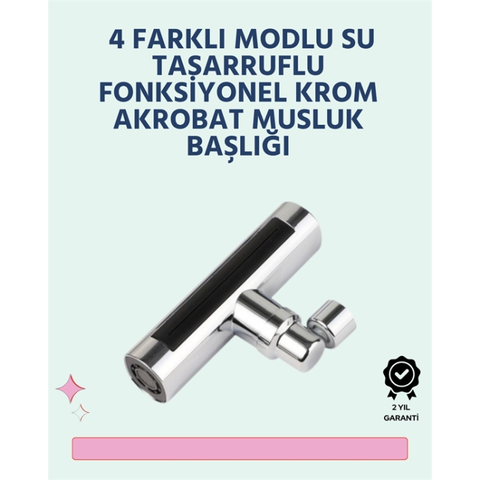 Krom Kaplamalı Çok Fonksiyonlu Musluk Başlığı | Paslanmaz Malzeme -