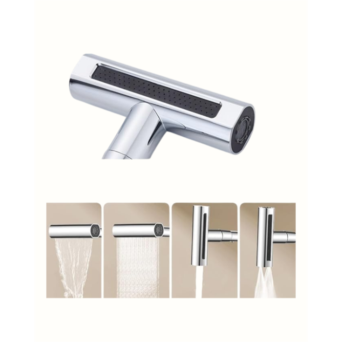 Çok Fonksiyonlu Musluk Başlığı | 4 Su Modu | Geniş Uyumlu Adaptör Seti | Mutfak ve Banyo Uyumlu -