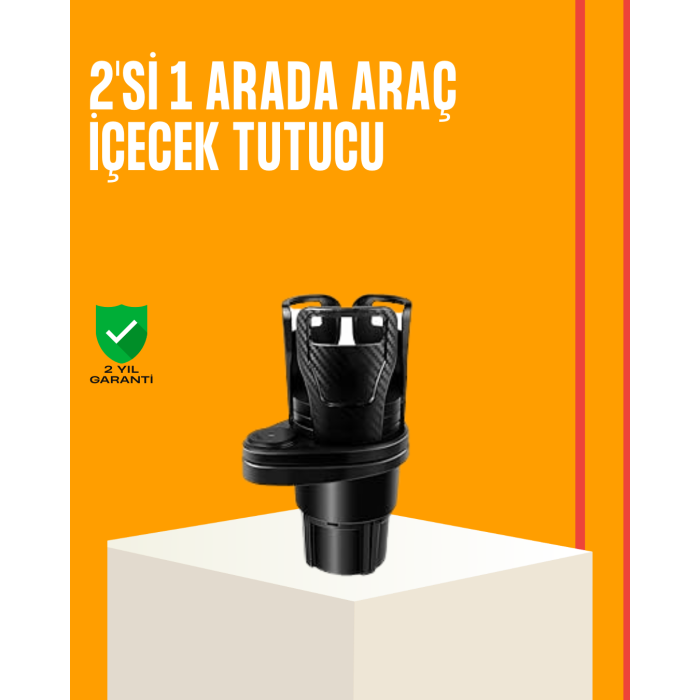 Oto Bardak Tutucu 360° Döner Çift Bölmeli Karbon Fiber Tasarım -