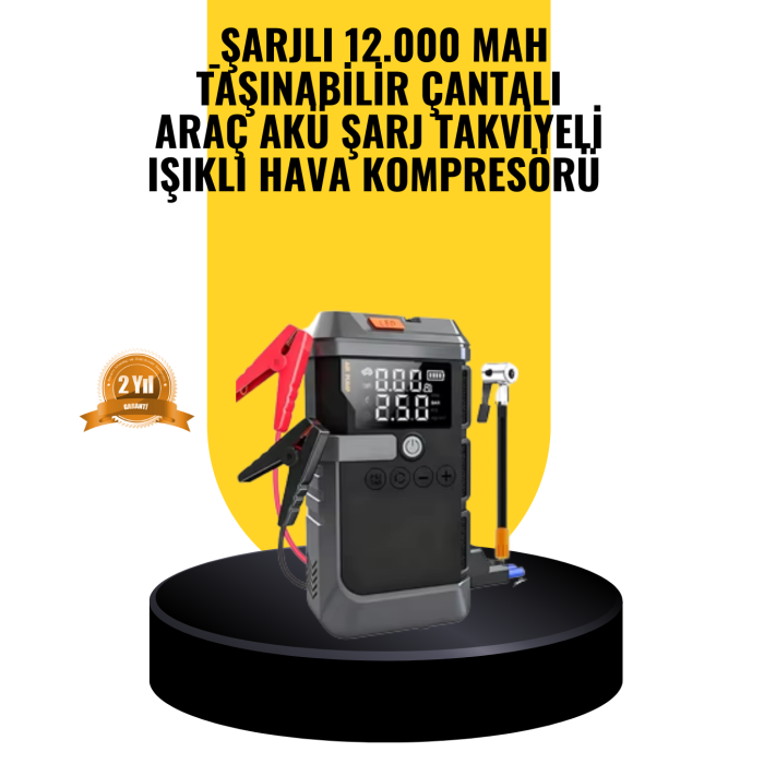 Işıklı Hava Kompresörlü Taşınabilir Akü Takviye Ünitesi -