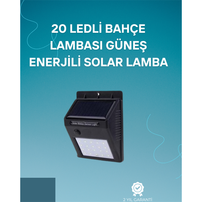 Hareket Sensörlü Solar Lamba | 120° Algılama Açısı, 3-4 Metre Mesafe, Suya Dayanıklı LED -