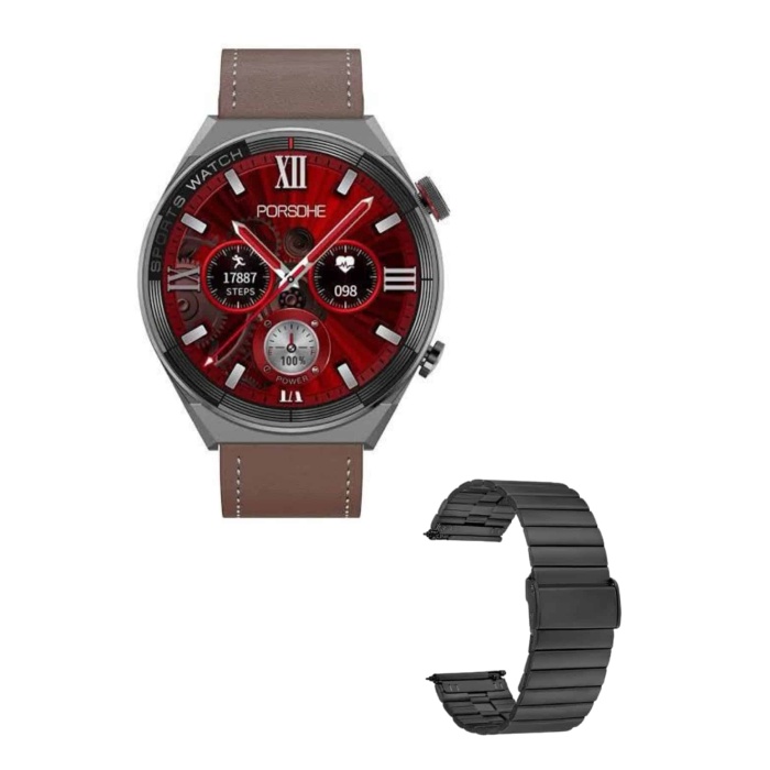 Erkeklere Özel Akıllı Saat Çelik Kordon Bluetooth Bağlantılı İOS ve Android Uyumlu -