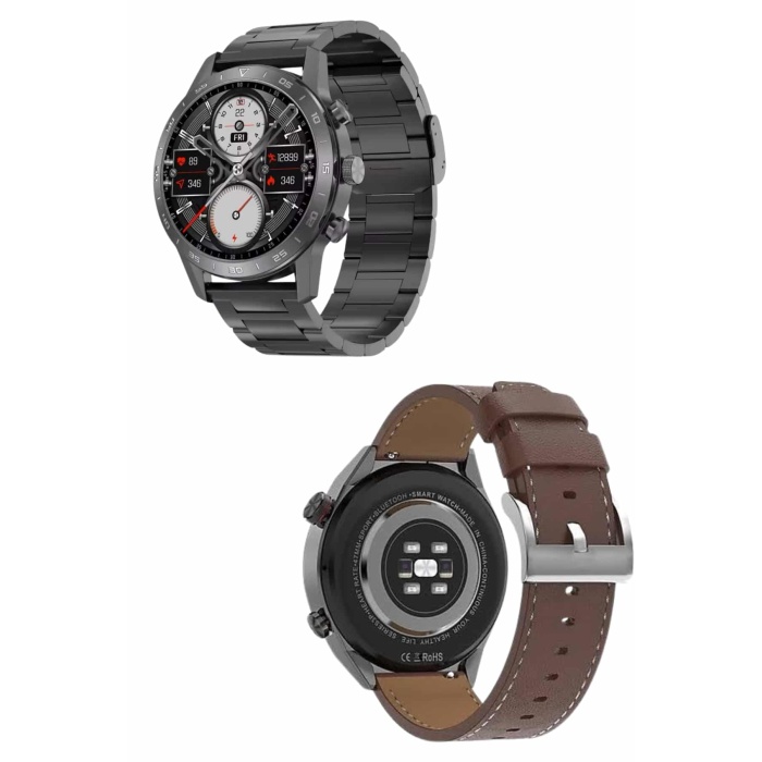 Erkeklere Özel Akıllı Saat Çelik Kordon Bluetooth Bağlantılı İOS ve Android Uyumlu -