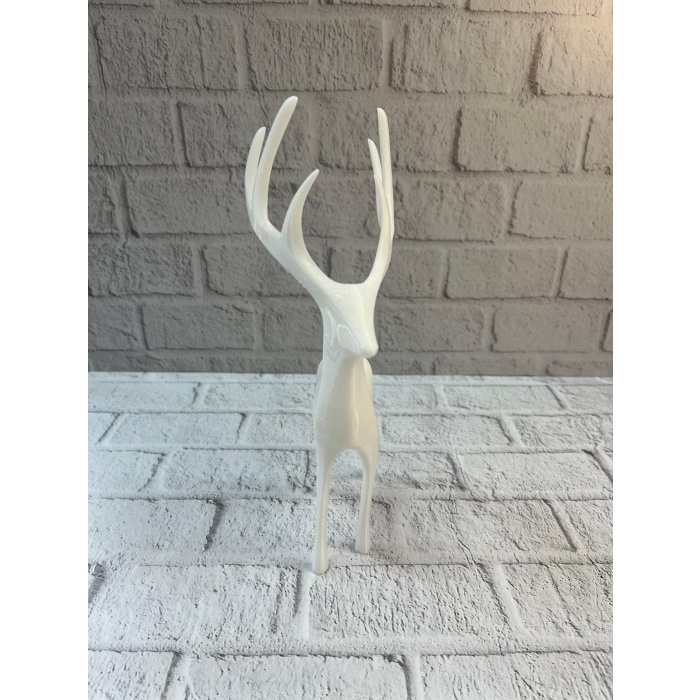 Beyaz Dekoratif Geyik Figürü Şık Ev Aksesuarı -