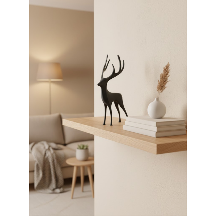 Geyik Figürü Gri Modern Salon ve Raf Dekoru -