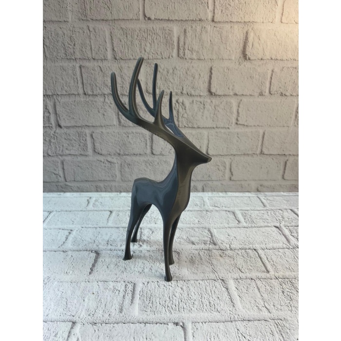 Geyik Figürü Gri Modern Salon ve Raf Dekoru -