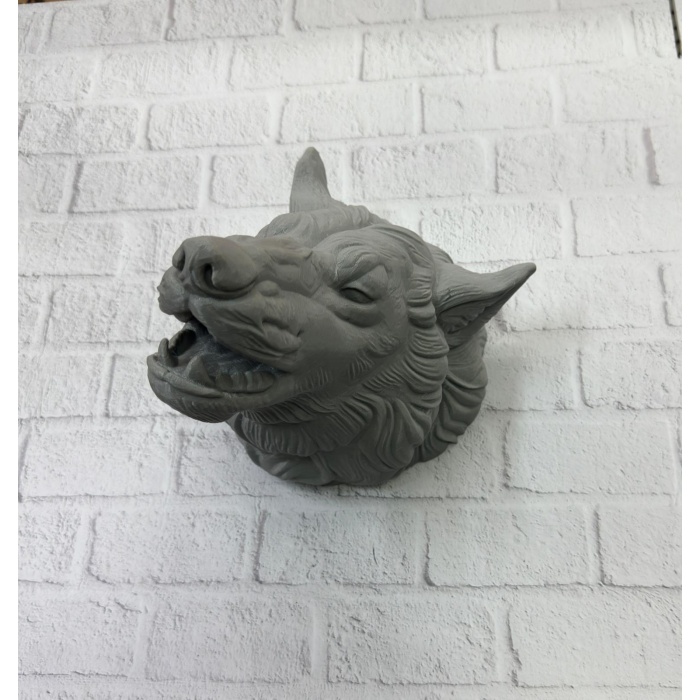 Gri Kurt Duvar Dekoru Asılabilir Dekoratif Heykel Tasarım -