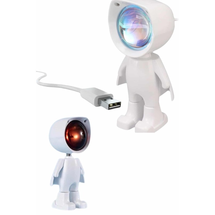 Gün Batımı Lambası Işık Arka Plan Projektör Sevimli Astronot Enerji Tasarruflu -