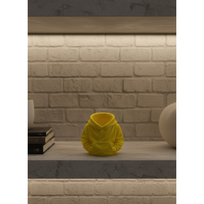Dekoratif Sarı Hoodie Kalemlik 10x10 cm -