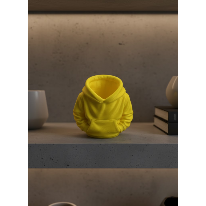 Sarı Hoodie Kalemlik 10x10 cm Masa Üstü Düzenleyici -