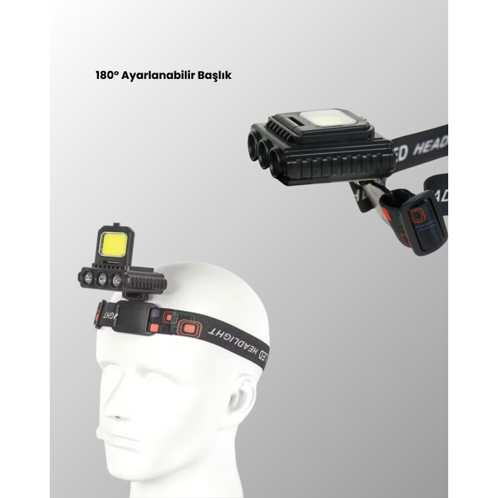 Şarjlı LED Kafa Lambası 800 Lumen COB XPE Ayarlanabilir Başlıklı -