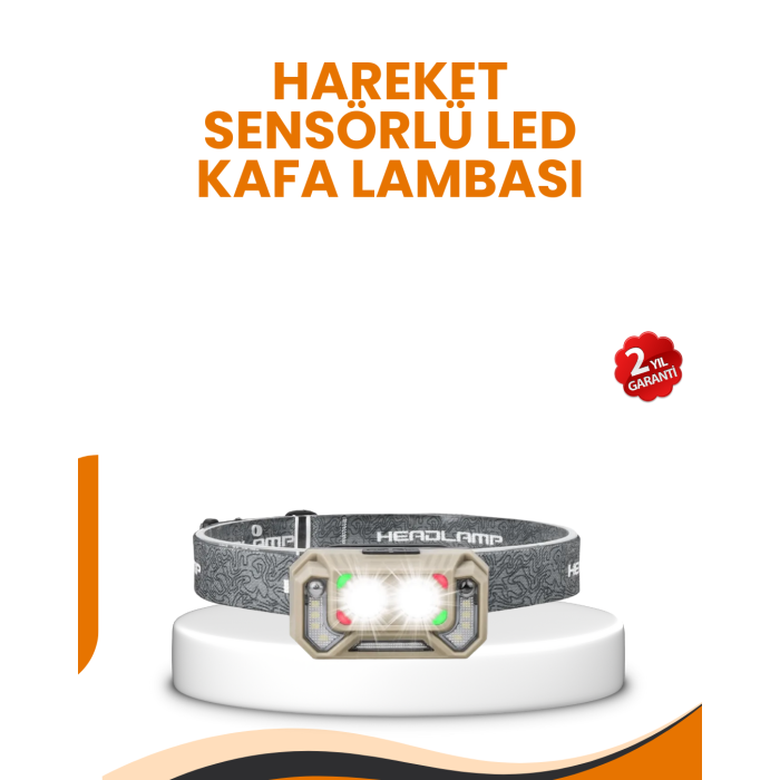 Uzun Menzilli Sensörlü LED Kafa Lambası Kamp ve Yürüyüş -