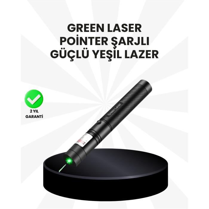 Yüksek Güçlü Yeşil Lazer Pointer 5000mW Şarjlı -