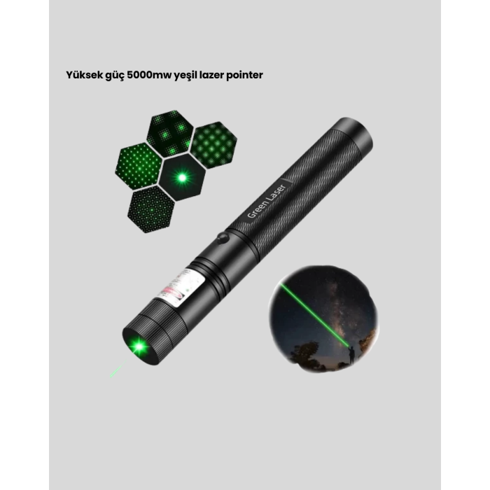 Uzun Mesafe Görünürlüklü Yeşil Lazer Pointer Şarjlı -