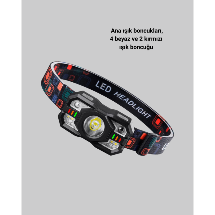 Şarj Edilebilir LED Far Hareket Sensörlü 5 Modlu Outdoor -