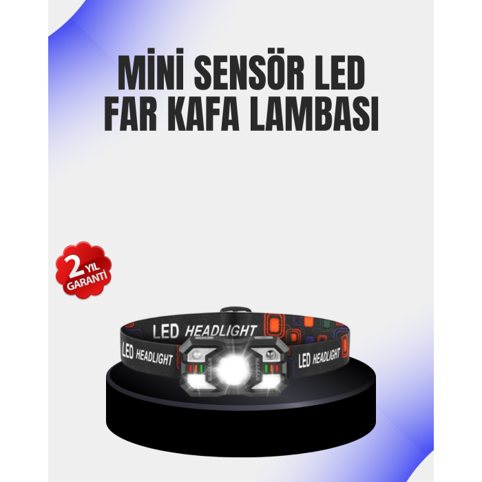 Kamp ve Yürüyüş İçin Sensörlü LED Kafa Feneri Ayarlanabilir -