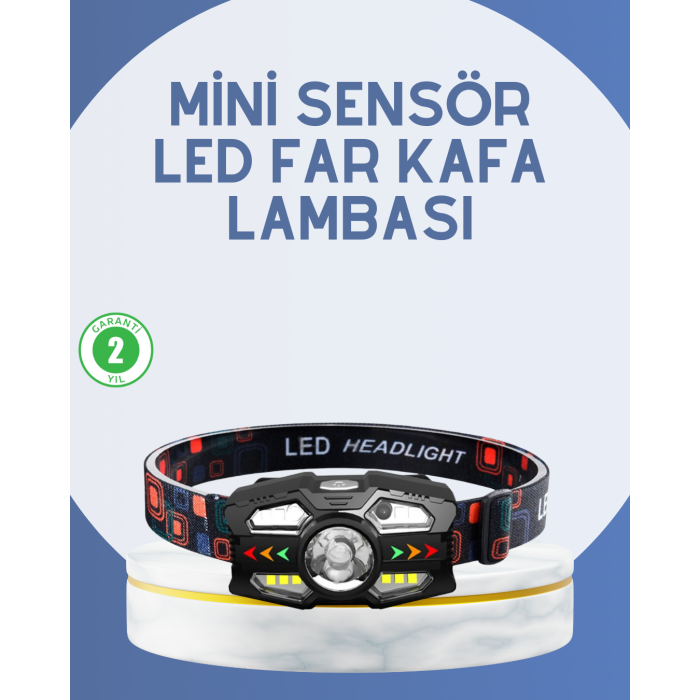 El Sensörlü LED Far Suya Dayanıklı Şarjlı Kafa Lambası -